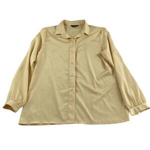 Silky Yellow Blouse Collared Button Up James Kenrob by Dalton No Size Vintage